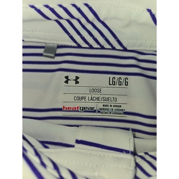 Under Armour Mens HeatGear Purple Striped Polo Large - Picture 5 of 8